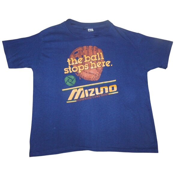 Vintage 90s Mizuno Baseball The Ball Stops Here Single Stitch T-Shirt Adult XL - Picture 1 of 5